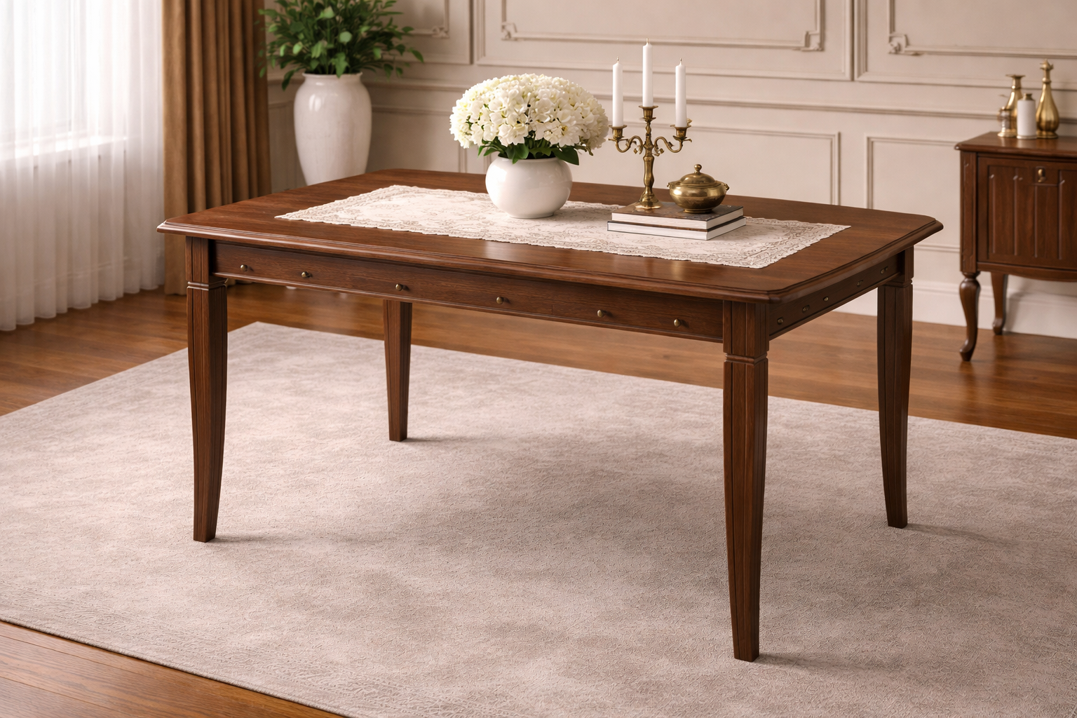 Τραπέζι κουζίνας ξύλινο Capriz Καρυδί, 120+30/75/80 εκ., Genomax